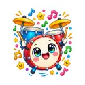 Koszulka z perkusją dla chłopca biała słodki kawaii z buzią, zdjęcie 2