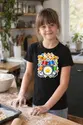 Koszulka dziecięca z perkusją dla dziewczynki czarna efekt naklejki, zdjęcie 7