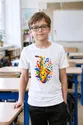 Koszulka z saksofonem dla chłopca biała geometryczne kształty, zdjęcie 4