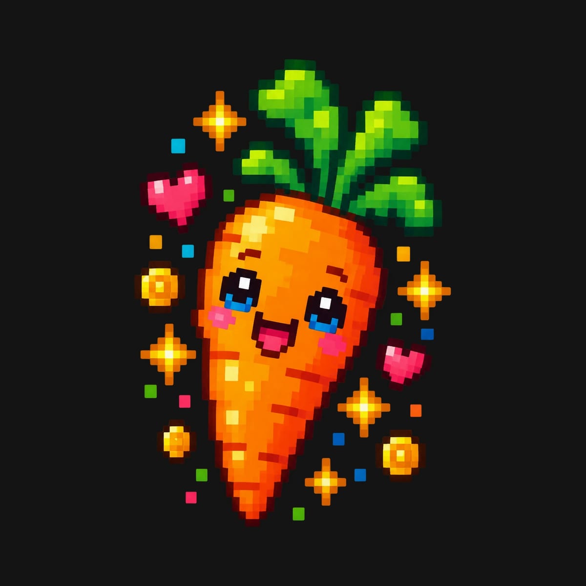 Koszulka dziecięca z marchewką dla chłopca czarna pixel art, zdjęcie 2
