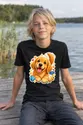 Koszulka z golden retrieverem dla chłopca czarna efekt naklejki, zdjęcie 3