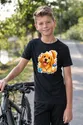 Koszulka z golden retrieverem dla chłopca czarna efekt naklejki, zdjęcie 4