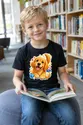 Koszulka z golden retrieverem dla chłopca czarna efekt naklejki, zdjęcie 5
