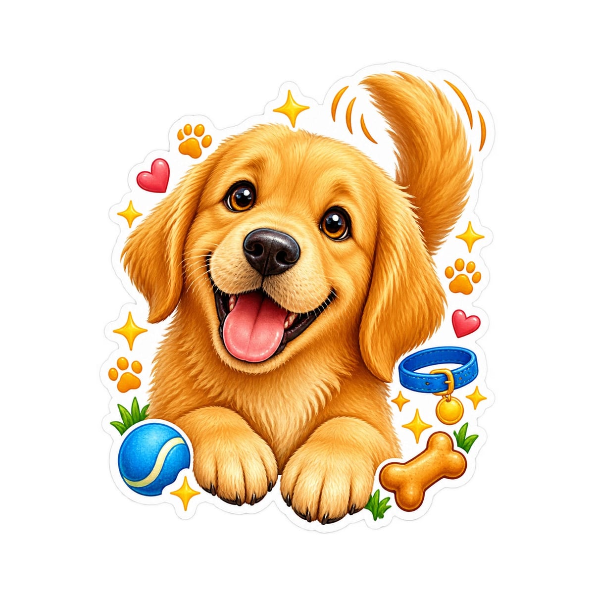 Koszulka z golden retrieverem dla dziewczynki biała efekt naklejki, zdjęcie 2