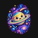 Koszulka z planetami dla dziewczynki czarna kosmiczny styl z gwiazdami, zdjęcie 2