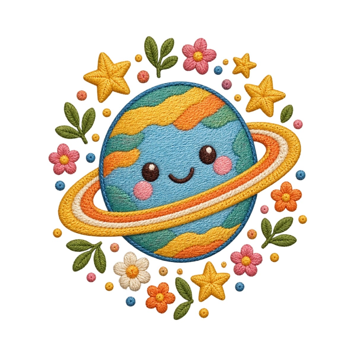 Koszulka z planetą dla dziewczynki biała wzór haftowany, zdjęcie 2