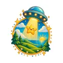 Koszulka z ufo dla chłopca biała w okrągłej scenie odznaki, zdjęcie 2