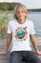Koszulka z planetą dla chłopca biała styl pixel art, zdjęcie 8