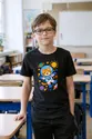 Koszulka z kotem w hełmie dla chłopca czarna rysunek jak kredkami, zdjęcie 4