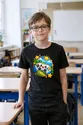 Koszulka z padem w kole dla chłopca czarna okrągła odznaka, zdjęcie 5