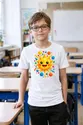 Koszulka z buźką dla chłopca biała geometryczny styl, zdjęcie 8