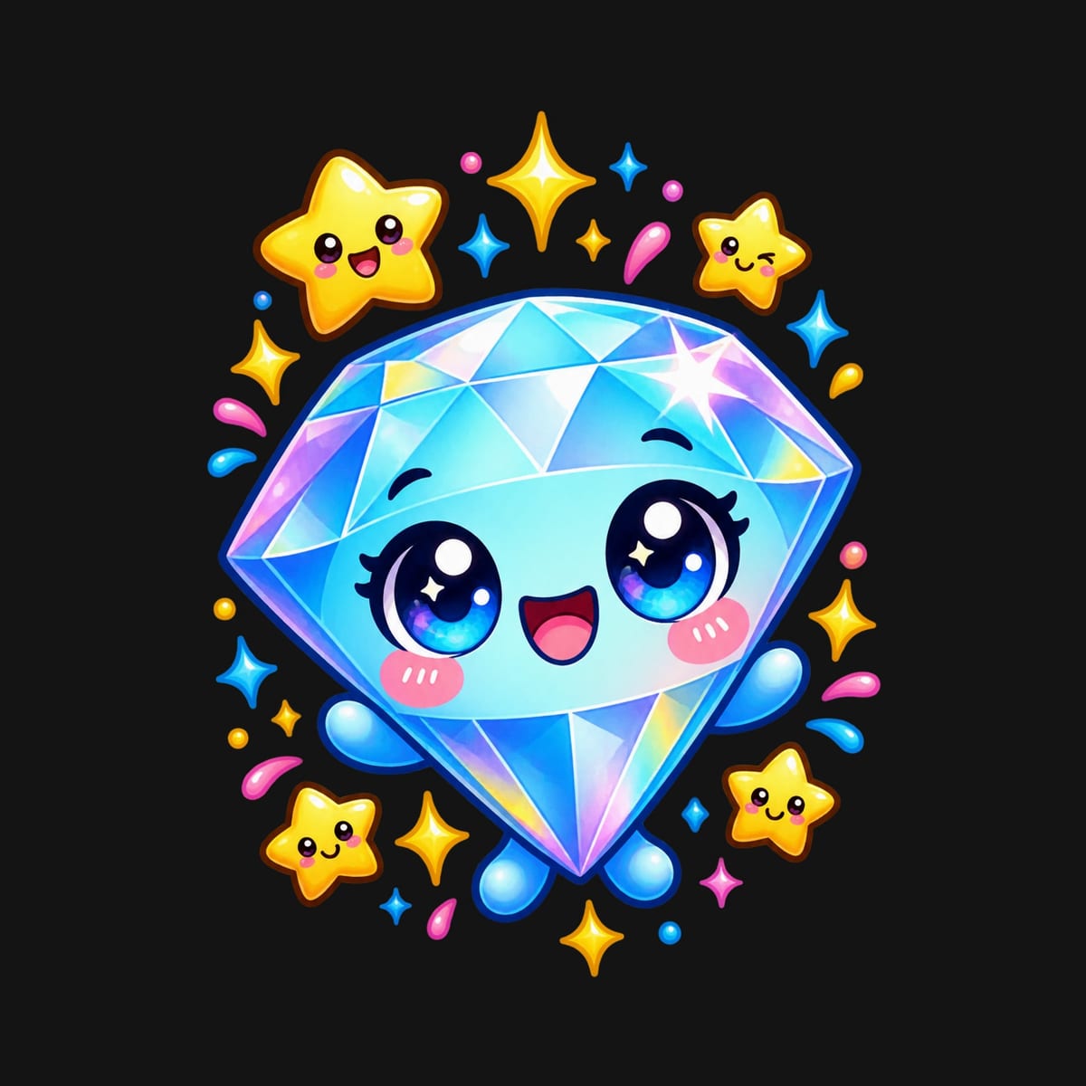 Koszulka z diamentem dla dziewczynki czarna słodki kawaii, zdjęcie 2