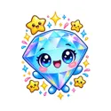 Koszulka z diamentem dla dziewczynki biała słodki kawaii, zdjęcie 2