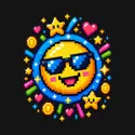 Koszulka z emoji dla chłopca czarna pixel art w kółku, zdjęcie 2