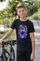 Koszulka z kotem ninja dla chłopca czarna kosmiczne tło z gwiazdami, zdjęcie 3