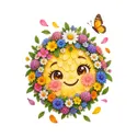 Koszulka z emoji dla dziewczynki biała z kwiatowych płatków, zdjęcie 2