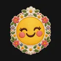 Koszulka z emoji dla dziewczynki czarna haftowana faktura, zdjęcie 2