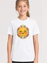 Koszulka z emoji dla dziewczynki biała haftowana faktura, zdjęcie 1