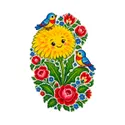 Koszulka z dmuchawcem dla dziewczynki biała ludowy wzór kwiatowy, zdjęcie 2