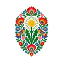 Koszulka dziecięca z dmuchawcem dla dziewczynki biała ludowa wycinanka, zdjęcie 2