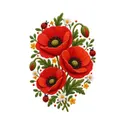 Koszulka z makami dla dziewczynki biała efekt haftu, zdjęcie 2
