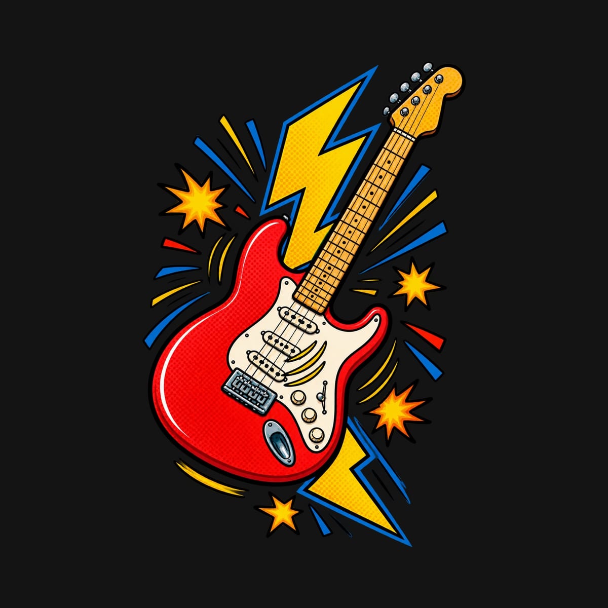 Koszulka dziecięca z gitarą elektryczną dla chłopca czarna komiks, zdjęcie 2