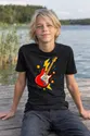 Koszulka dziecięca z gitarą elektryczną dla chłopca czarna komiks, zdjęcie 4