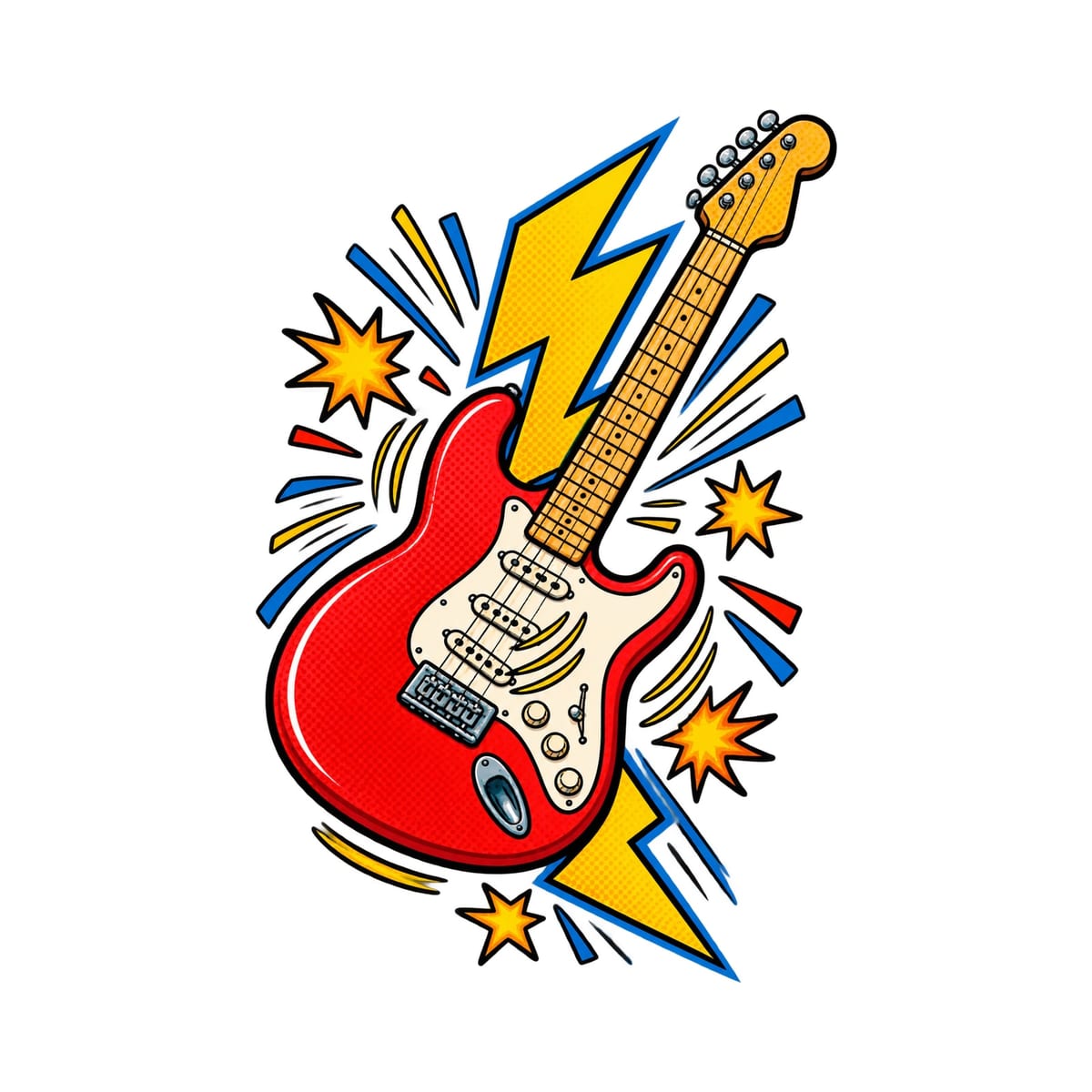 Koszulka dziecięca z gitarą elektryczną dla chłopca biała komiks, zdjęcie 2