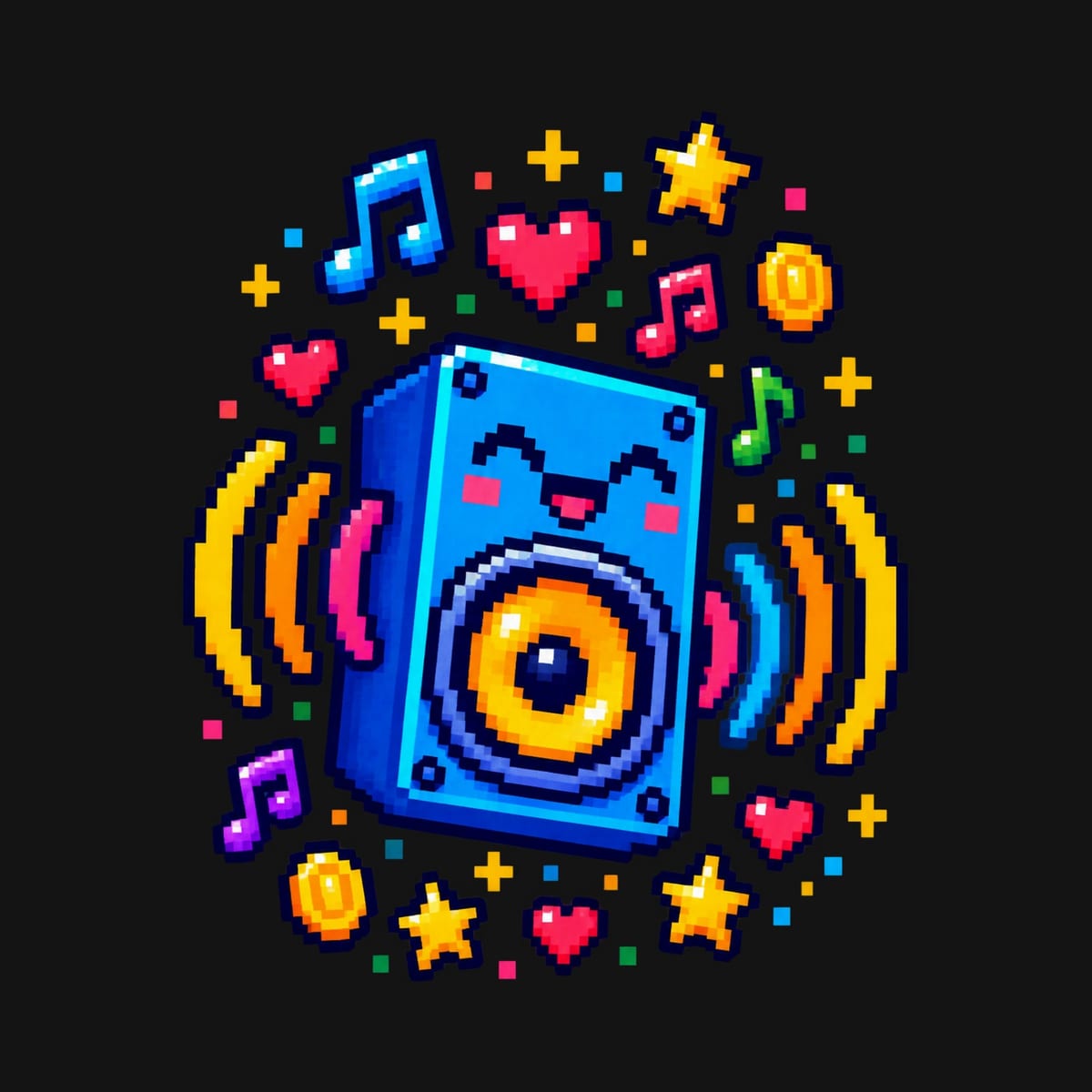 Koszulka dziecięca z głośnikiem dla dziewczynki czarna pixel art, zdjęcie 2