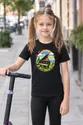 Koszulka dziecięca z pianinem dla dziewczynki czarna okrągła scena z tęczą, zdjęcie 3
