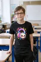 Koszulka ze słuchawkami dla chłopca czarna słodki styl kawaii, zdjęcie 5