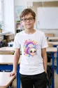 Koszulka ze słuchawkami dla chłopca biała słodki styl kawaii, zdjęcie 3