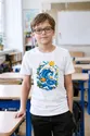 Koszulka z falą dla chłopca biała papierowa wycinanka 3D, zdjęcie 4