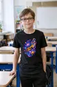 Koszulka z trąbką kosmiczną dla chłopca czarna wśród gwiazd, zdjęcie 3