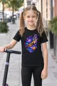 Koszulka z trąbką kosmiczną dla dziewczynki czarna gwiazdy, zdjęcie 4