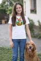 Koszulka z zającem dla dziewczynki biała w okrągłej scenie, zdjęcie 4
