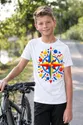 Koszulka z kompasem geometrycznym dla chłopca biała geometryczne kształty, zdjęcie 7