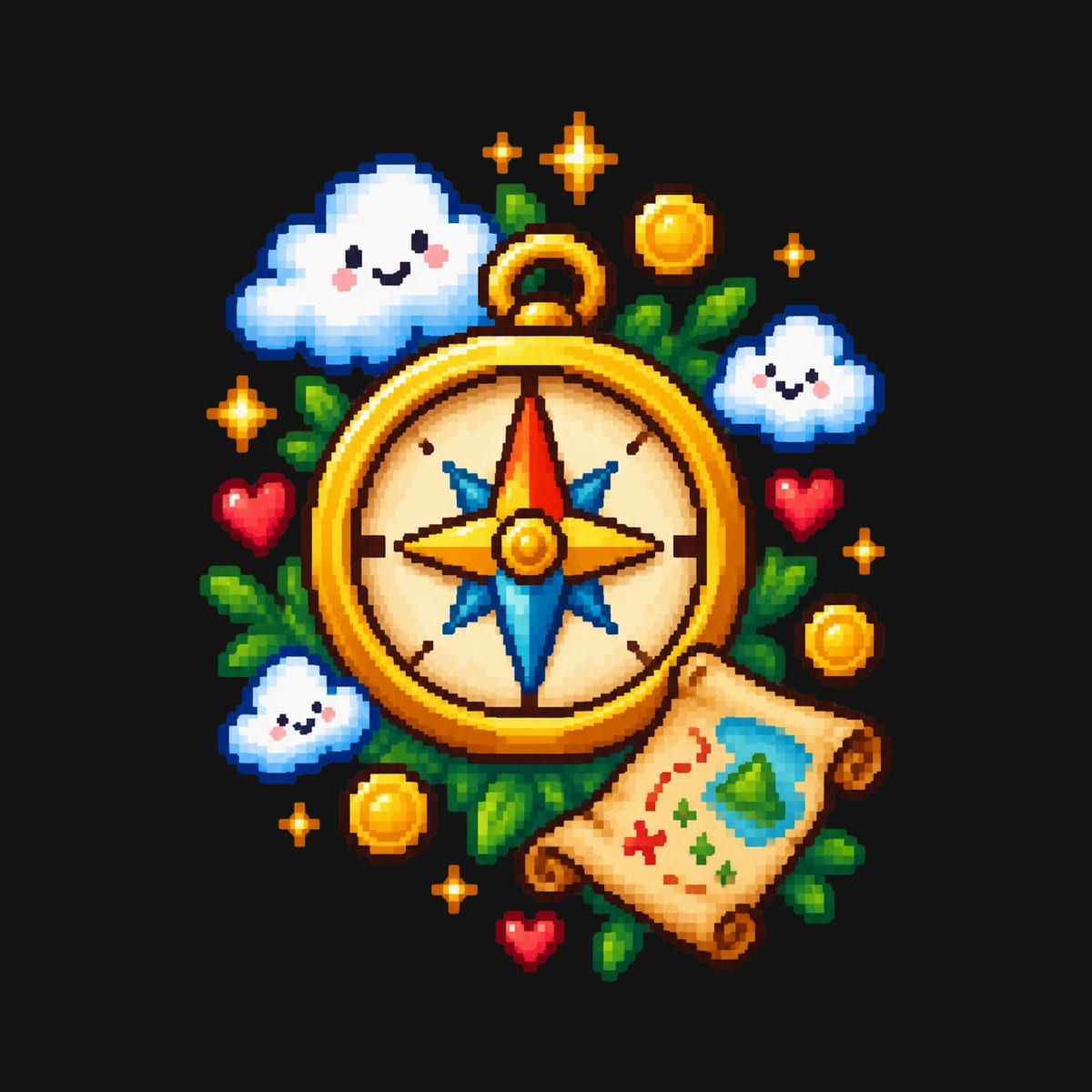 Koszulka z kompasem pixel art dla chłopca czarna w stylu gry, zdjęcie 2