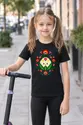 Koszulka z kalafiorem dla dziewczynki czarna ludowa wycinanka, zdjęcie 4
