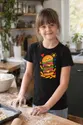 Koszulka z hamburgerem dla dziewczynki czarna rysunek kredkami, zdjęcie 8