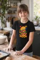 Koszulka z hamburgerem dla dziewczynki czarna rysunek kredkami, zdjęcie 5