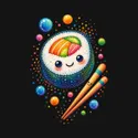 Koszulka z sushi dla dziewczynki czarna z kolorowych kropek, zdjęcie 2