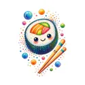 Koszulka z sushi dla dziewczynki biała z kolorowych kropek, zdjęcie 2