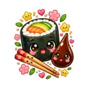 Koszulka z sushi dla chłopca biała słodkie kawaii z buziami, zdjęcie 2