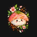 Koszulka z sushi dla dziecka dla dziewczynki czarna miękka akwarela, zdjęcie 2