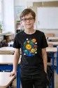 Koszulka z układem słonecznym dla chłopca czarna komiksowe linie, zdjęcie 5