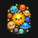 Koszulka dziecięca z układem słonecznym dla dziewczynki czarna kawaii z, zdjęcie 2