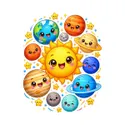 Koszulka dziecięca z układem słonecznym dla dziewczynki biała kawaii z, zdjęcie 2