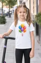 Koszulka z balonami dla dziewczynki biała z kolorowych kropek, zdjęcie 8