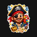 Koszulka dziecięca z piratem dla dziewczynki czarna naklejka, zdjęcie 2